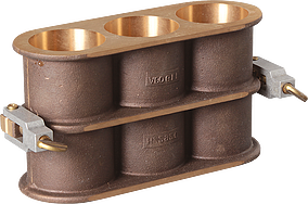 Concrete Cylinder Mold, 2" x 4" (51 x 102mm), 3-gang, Bronze